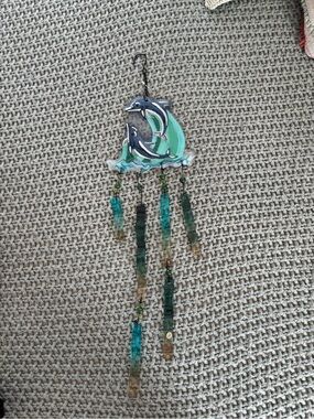blown glass dolphin wind chime